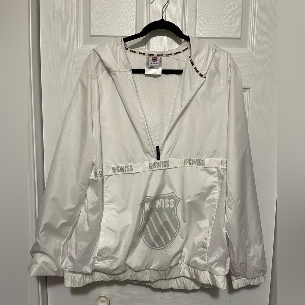 extra large men’s k Swiss hooded, track jacket, half zip